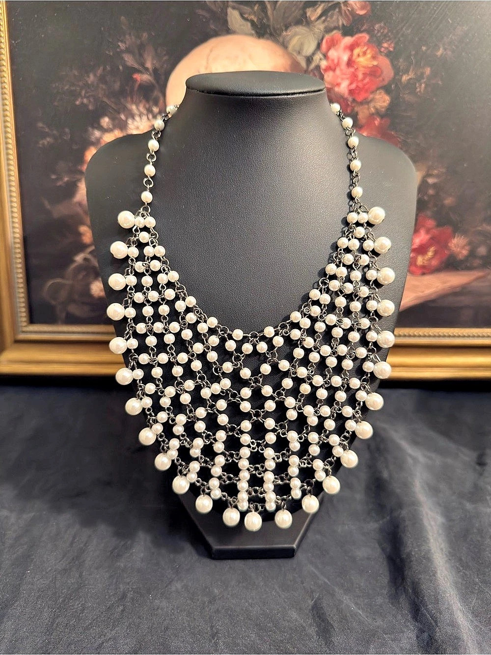 Vintage Pearl Bib Statement Necklace